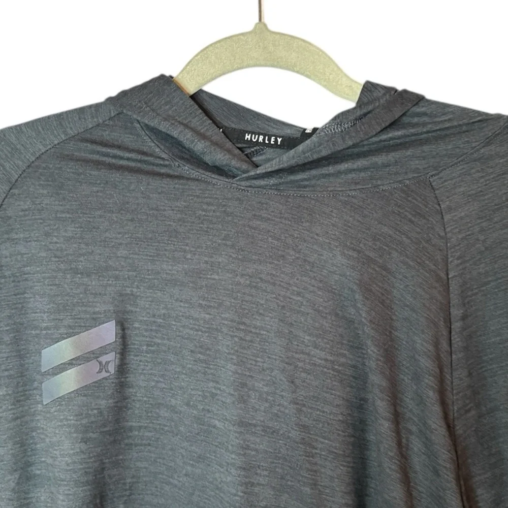 Hurley Men’s Long Sleeved Dark Gray Size L Logo Spandex Workout Athletic Hoodie - Picture 5 of 7